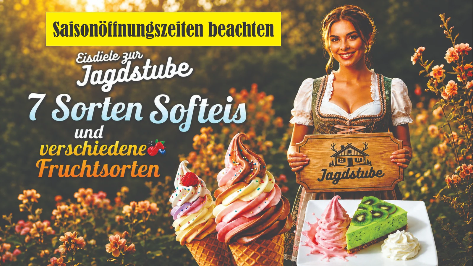 Saisonöffnungszeiten der Eisdiele zur Jagdstube beachten